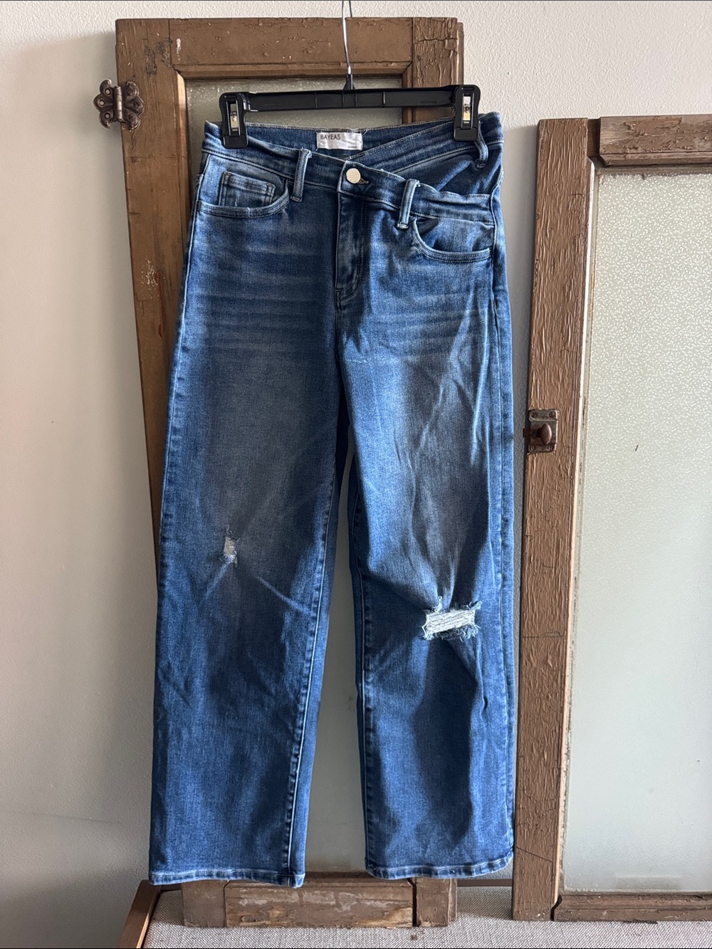Straight Leg High-Rise Women’s Jeans - Distressed Medium Blue